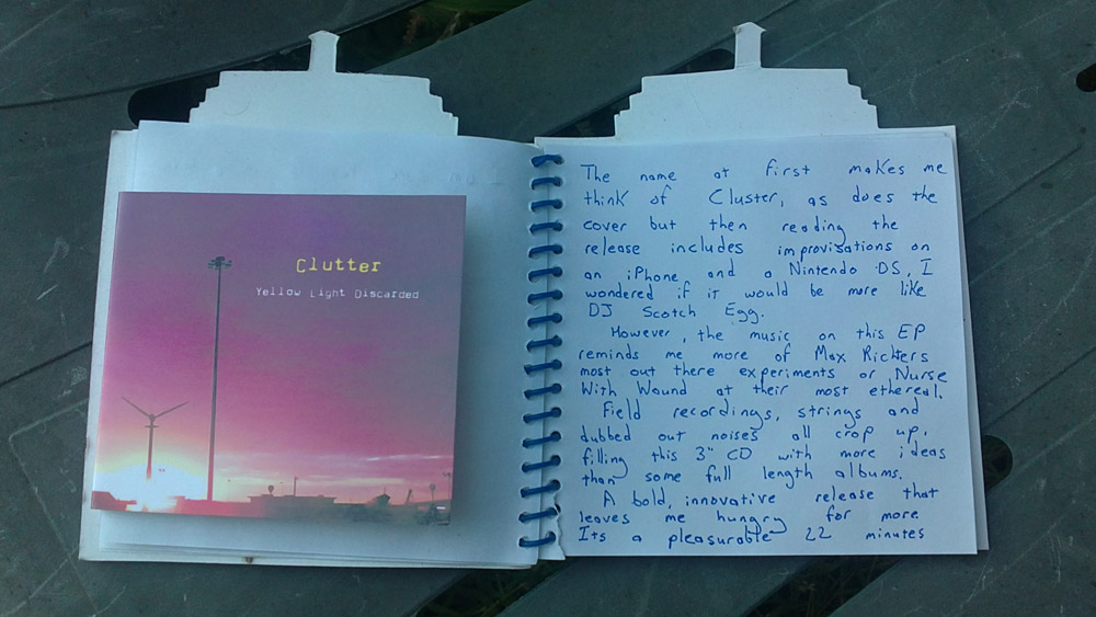 handwritten review of Clutter Yellow Light Discarded